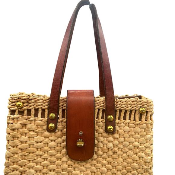 Vintage Etienne Aigner 60s Straw & Leather Tote Bag Satchel Purse
Unique - Picture 2 of 16
